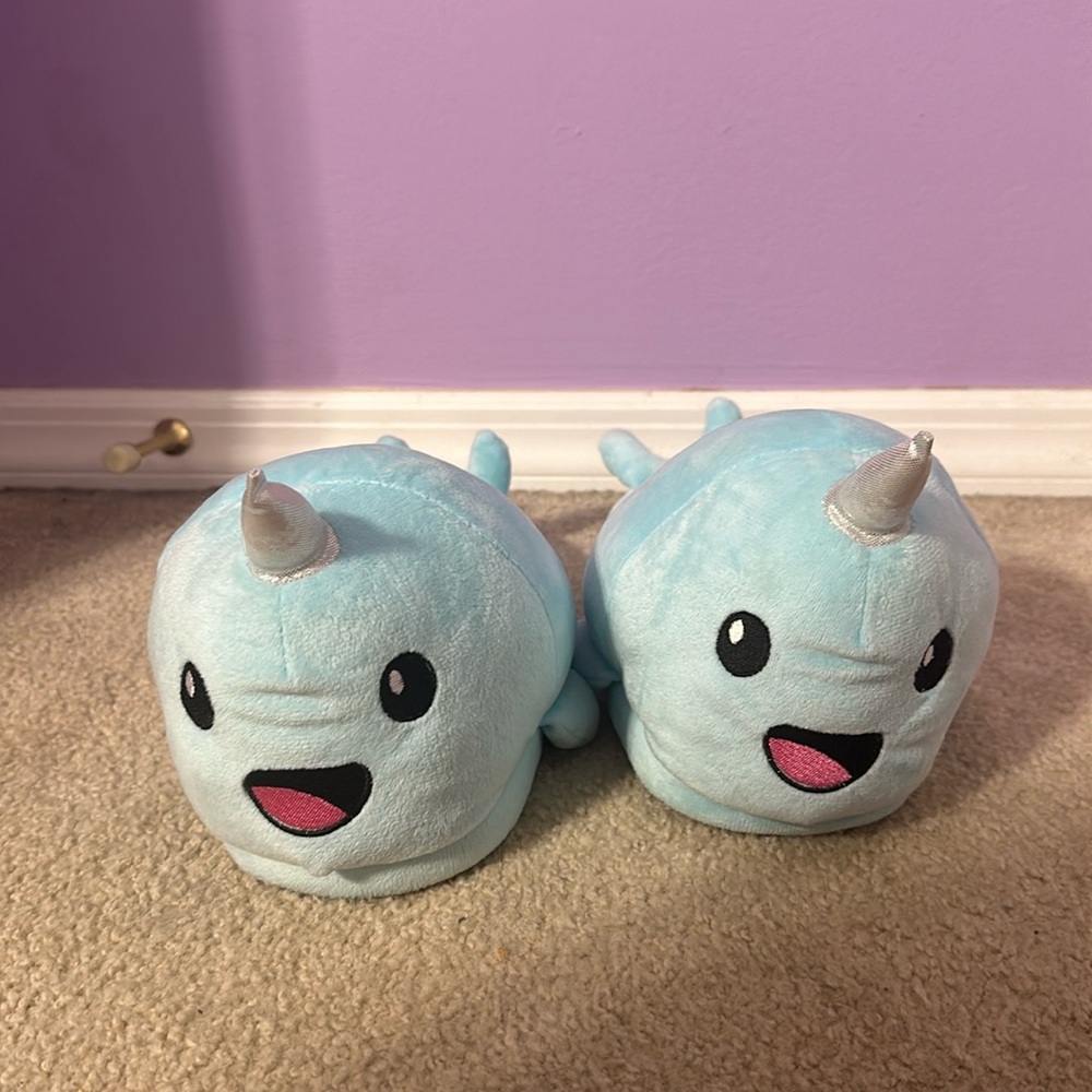 FINAL SALE Fluffy Narwhal Slippers